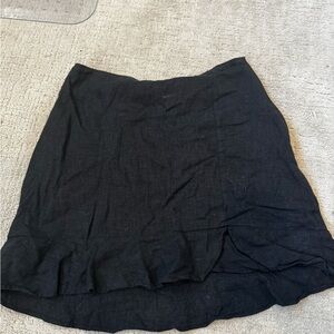 Abercrombie & Fitch Linen Black Mini Skirt with Ruffle Hem